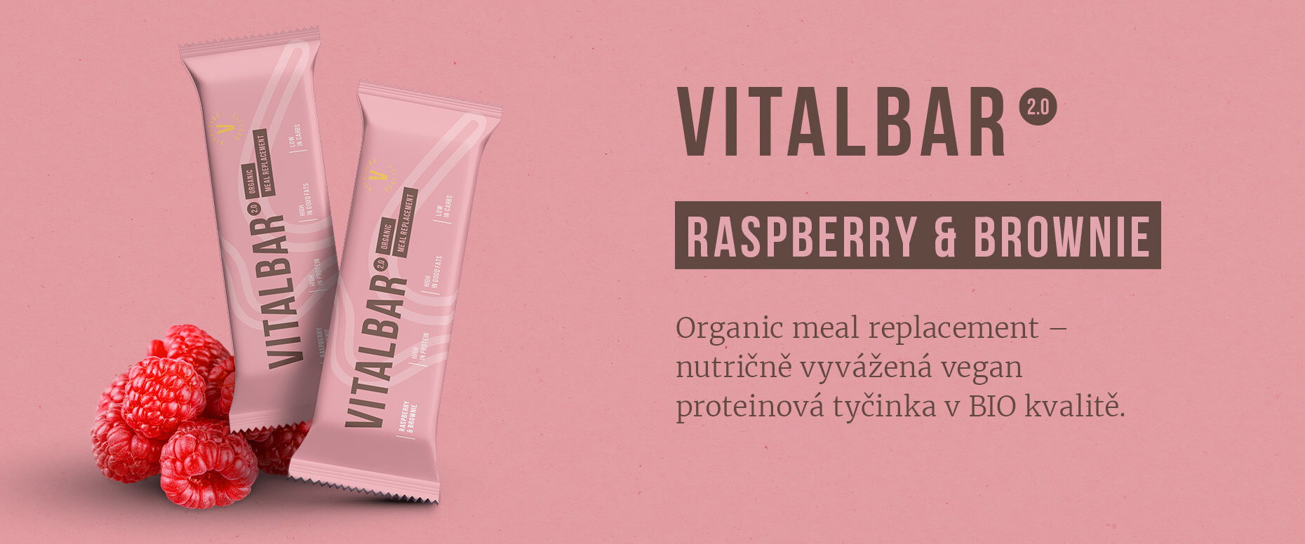 Vegan PROTEINOVÁ tyčinka VITALBAR (BIO Malina & Brownie)